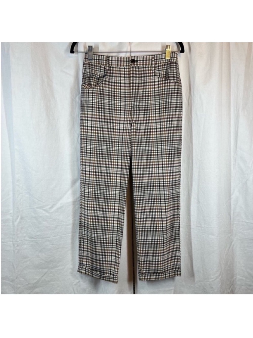 Urban outfitters rolled hem plaid multicolor high rise trouser pants